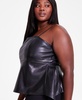 Trendy Plus Size Faux-Leather Peplum Top, Exclusively at Macy's