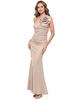 Women's Metallic Rosette One-Shoulder Gown