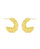18K Gold Plated Twisted Puff C-Hoop Earrings