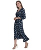 Women's Ruched-Front Balloon-Sleeve A-Line Dress