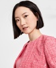 Women's Collarless Open-Front Tweed Jacket