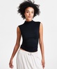 Side-Ruched Mock-Neck Sleeveless Top, Regular & Petites, Created for Macy's