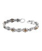 Sterling Silver Lapis Gemstone Concha Link Bracelet, Size Small