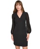 Tommy Hilfiger Women's Bedazzled Chiffon Sleeves Salon Stretch Knee Length Shift Dress
