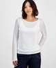 Petite Long-Sleeve Double-Layer Knit Top, Exclusively at Macy's