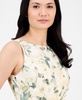 Women's Refined Linen Floral-Print Tie-Waist Sleeveless Dress