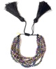  Iridescent Bead Strand Bracelet Adjustable Tassel Ends Bracelet