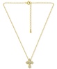 Cubic Zirconia Pavé Cross Pendant Necklace in 18k Gold-Plated Sterling Silver, 16" + 2" extender, Created for Macy's