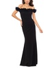 Women's Scuba-Crepe Ruffled Off-The-Shoulder Fit & Flare Gown  