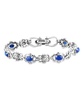 Sterling Silver Lapis Gemstone Concha Link Bracelet, Size Small