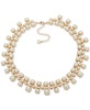 Gold-Tone Bead & Imitation Pearl Domed Statement Necklace, 16" + 3" extender