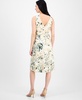 Women's Refined Linen Floral-Print Tie-Waist Sleeveless Dress