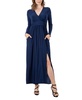 Women's Long Sleeve V-neck Side Slit Maxi Dress