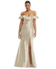 Women's Off-the-Shoulder Ruffle Neck Satin Trumpet Gown