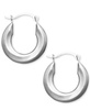 Small Polished Tube Hoop Earrings in 10k Gold and White Gold 