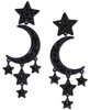 by Nadri Ruthenium-Plated Jet Crystal Moon & Stars Drop Earrings