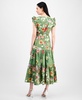 Women's Printed V-Neck Drawstring Maxi Dress