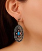 Enamel Large Oval Filigree Clip Earrings