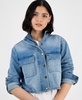Women's Mock-Neck Cropped Denim Jacket, Exclusively at Macy's