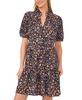 Women's Floral Ruffled Short Puff-Sleeve Dress