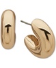 Gold-Tone Puffy Huggie Small C Hoop Earrings, 0.83"