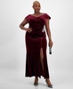 Plus Size Off-The-Shoulder Velvet Gown 