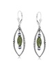 Sterling Silver Marquise Green Serpentine Dangle Earrings