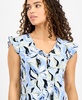 Petite Printed Ruffle-Sleeve Top