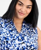 Plus Size Sleeveless Pleated V-Neck Blouse