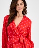 Women's Half-Wrap Polka-Dot A-Line Dress