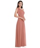 Womens Draped One-Shoulder Maxi Dress with Scarf Bow