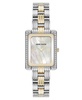 Women's Quartz Premium Crystal Accented Grooved Two-Tone Alloy Metal Bracelet Watch, 24mm