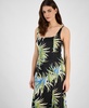 Women's Palm-Print Satin Midi Dress, Exclusively at Macy's