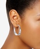 Silver-Tone Hammered Medium Hoop Earrings 1.5", Exclusively at Macy's