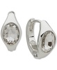 Silver-Tone Crystal Small Huggie Hoop Earrings, 0.6"