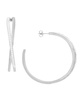 Criss Cross Clear Crystal C Hoop Earring, Gold Plate and Silver Plate