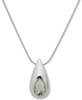 Silver-Tone Crystal Puffy Tear-Shape 38" Pendant Necklace