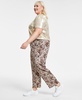 Trendy Plus Size Cheetah-Print Shine Cargo Satin Pants, Created for Macy's