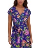 Women's Printed V-Neck Smocked-Back A-Line Dress