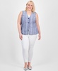 Trendy Plus Size Striped Three-Button Vest, Exclusively at Macy's