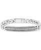 EFFY® Men's Zircon Horizontal Bar Cuban Chain Link Bracelet (7/8 ct. t.w.) in Sterling Silver
