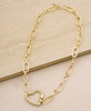 Open Heart Lock Faux Cubic Zirconia Necklace
