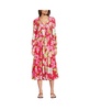 Women's Crepe Button Front Long Sleeve Midi Dress