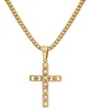 Men's Cubic Zirconia Cross 24" Pendant Necklace in Black-Ion Plated Stainless Steel