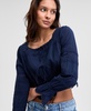 Women's Cotton Cropped Lace-Trim Top