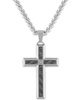 Men's Diamond Accent Gray Carbon Fiber Cross 24" Pendant in Stainless Steel