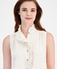Women's Ruffle-Front Sleeveless Button-Front Top