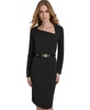 Women's Asymmetric Belted Sheath Dress
