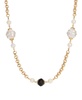 Faux Cultivated Pearl Jet Bead Strand Necklace