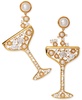 Gold-Tone Imitation Pearl & Cubic Zirconia Bubbly Champagne Drop Earrings